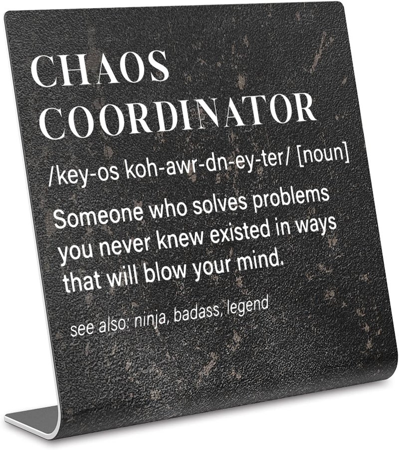 TRCENDE Chaos Coordinator Sign, Funny Office Desk Decor for Women, Men, Coworker, Mom, Friends, Boss, Lady, Decoration On Shelf Table Desk for Living Room Home Office dksg7 - Image 1